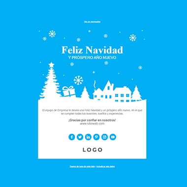 Christmas postcard email template: blue and white Christmas greeting